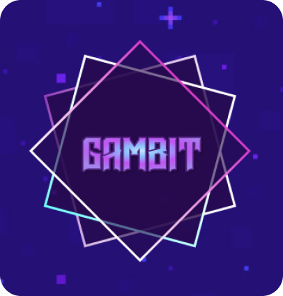 Image of the Gambit Scan App logo. Logo contains a pixel star background, three squares overlayed at different angles to create a 9-pointed star-like shape behind the Gamit text.