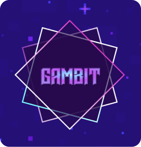 Image of the Gambit Scan App logo. Logo contains a pixel star background, three squares overlayed at different angles to create a 9-pointed star-like shape behind the Gamit text.